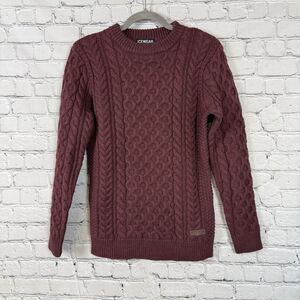 Icewear Halldis Cable Knit Sweater Icelandic Wool Womens XS Maroon Crewneck Cozy